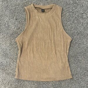 SHEIN Tan Ribbed Fitted Tank Top
